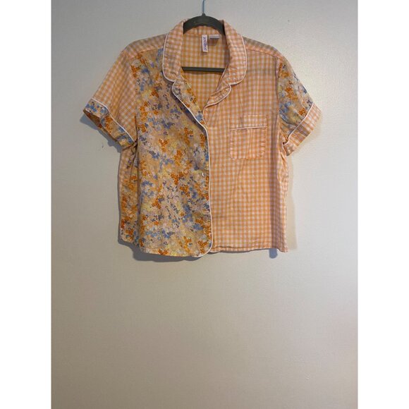 Joyspun Pajama Set M Floral & Checkered Short Sleeve Top & Capris Loungewear - Picture 3 of 14